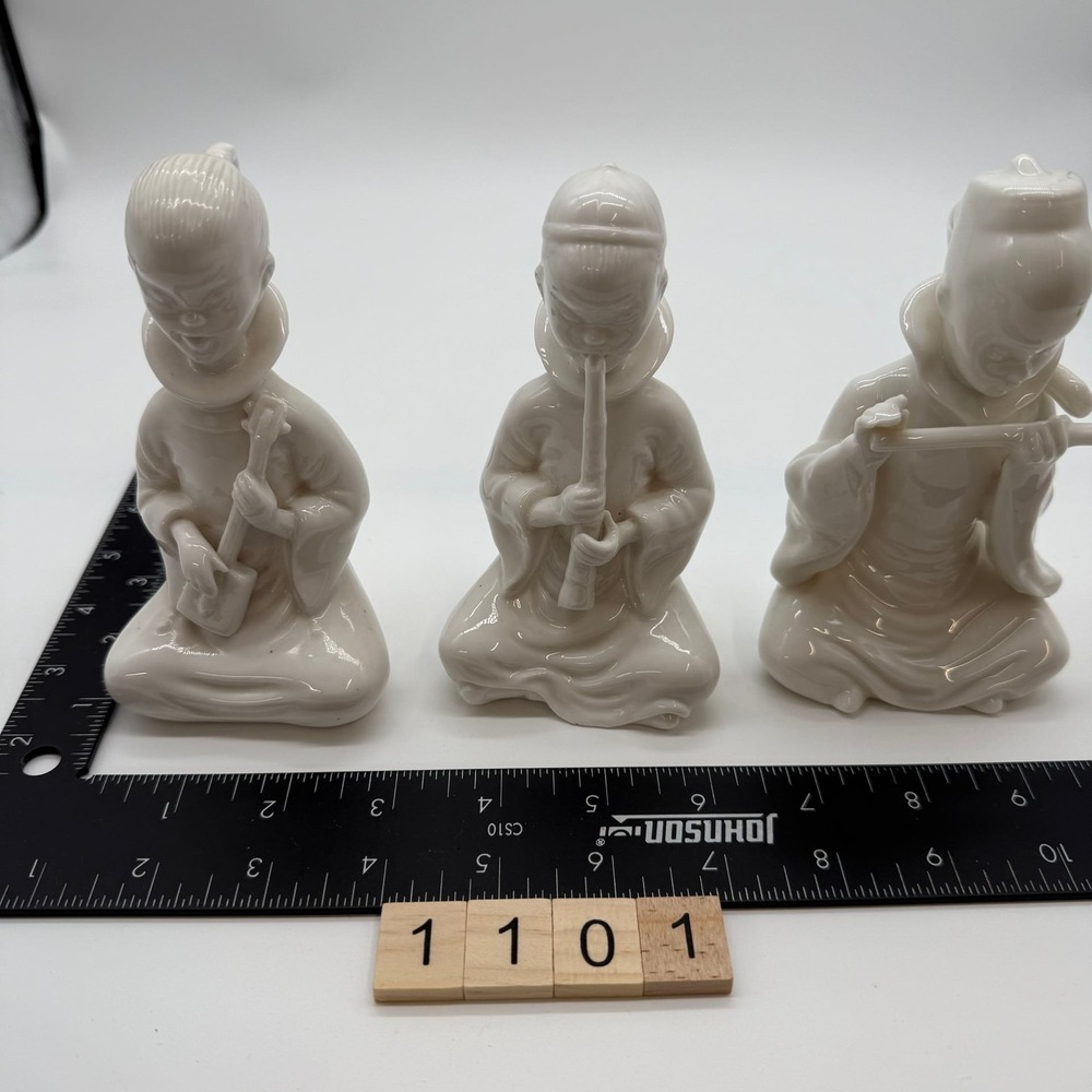 Vintage Ardalt Japan Verithin White Porcelain Musician Figurines Set‎ of 3 MCM